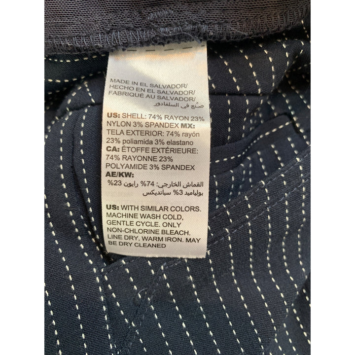 Chicos Womens Pinstripe Pants Size 2R Navy Rayon Blend Professional Wear