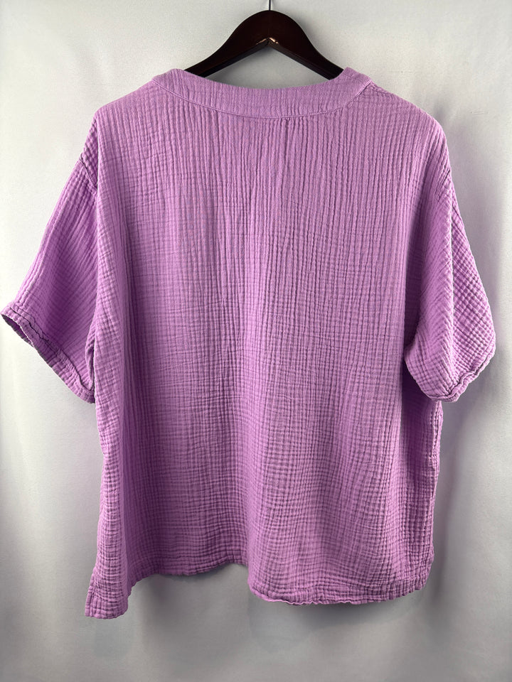 Women’s Susan Graver XL Light Purple Short Sleeve Blouse