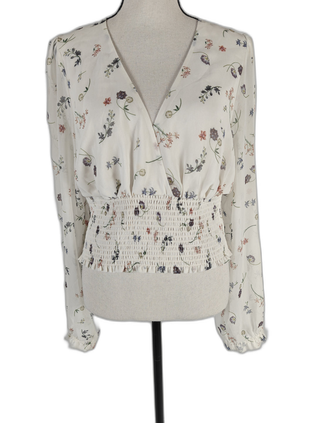 Womens Wilfred Genoa Blouse White Floral Size L NWT