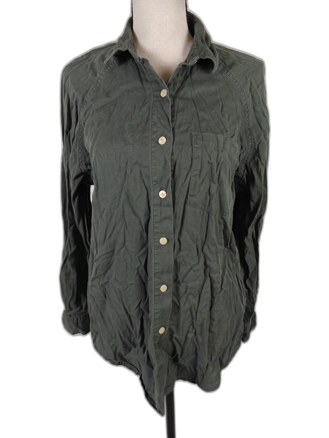 Womens Universal Thread Button Down Shirt Green Size XS