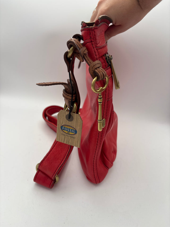 Women’s Fossil Tomato Red Genuine Leather Crossbody Purse