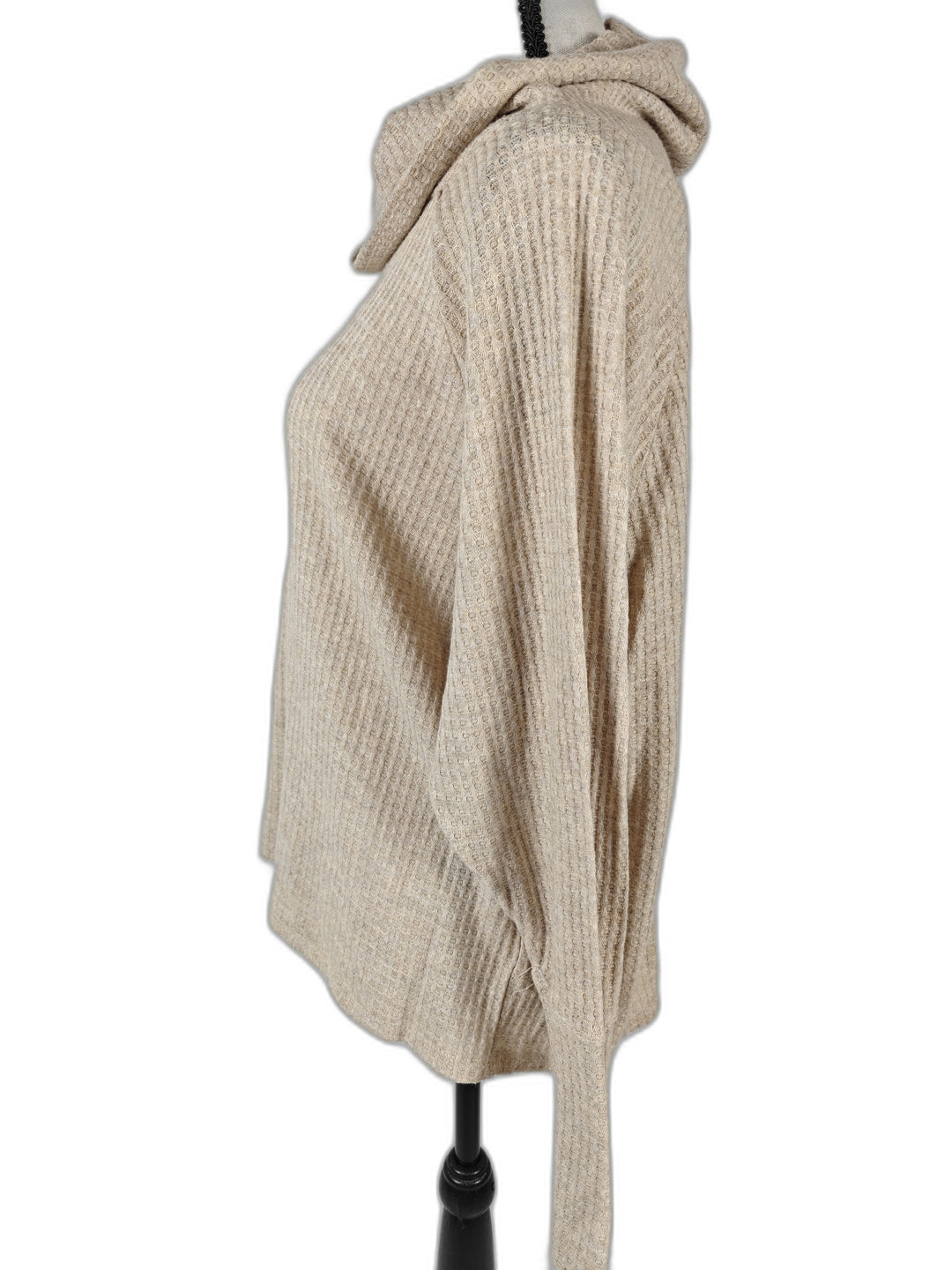 Women’s Bobeau Cowl Neck Waffle Knit Sweater Beige Size M
