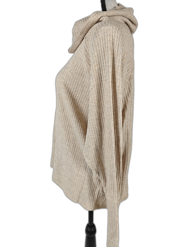 Women’s Bobeau Cowl Neck Waffle Knit Sweater Beige Size M
