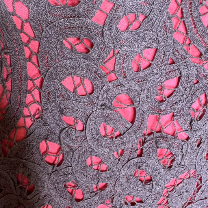 Anthropologie Floreat Pink & Gray Tube Dress, Crochet Overlay, Removable Straps, Size 0
