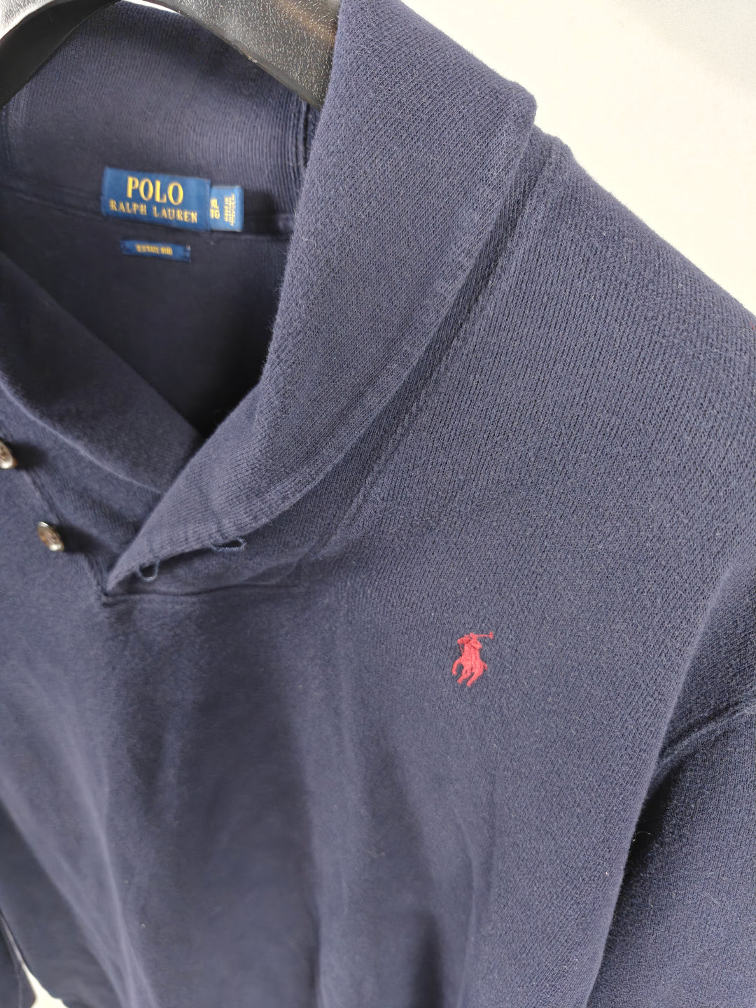 Men’s Polo Ralph Lauren Estate Rib Shawl Collar Sweater Navy Blue XL