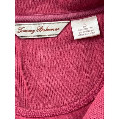 Tommy Bahama Womens XL 1/4 Zip Pullover Sweater Pink Cotton Spandex Made In China