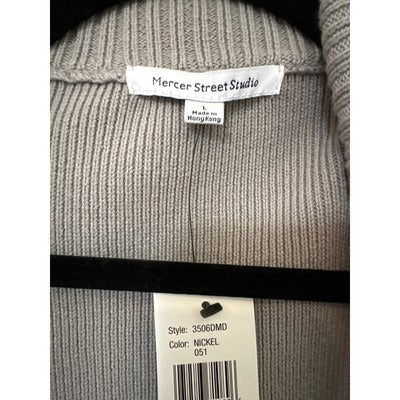 Mercer Street Studio Gray Open Face Cardigan Sweater Size L
