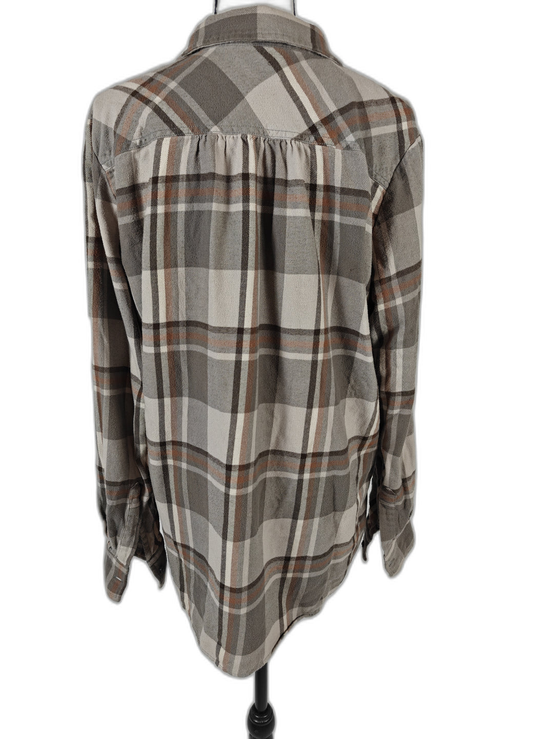 Womens Lands End Flannel Shirt Brown Plaid Size M