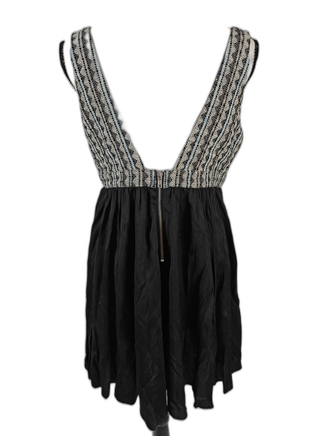 Women’s Ladakh Sleeveless Babydoll Dress Black Blue Size 4
