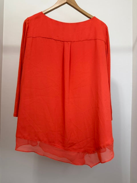 Jones New York Collection Mixed Media Asymmetrical Blouse Sz14