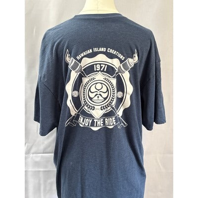 Hawaiian Island Creations T-Shirt 1971 Enjoy The Ride Logo Mens L Cotton Blend Blue