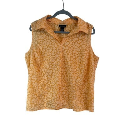 Women’s avenue Orange Floral Sleeveless Button up Tunic Sz 14/16