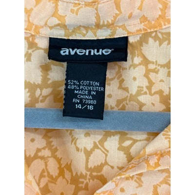 Women’s avenue Orange Floral Sleeveless Button up Tunic Sz 14/16