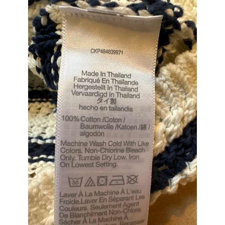 Madewell 100% Cotton Blue/Cream Striped Knit Tank Sweater Size S