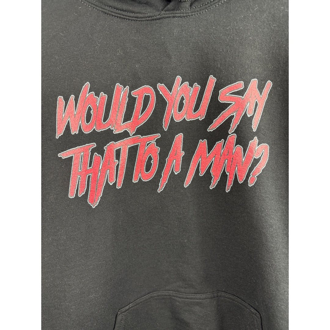 Women’s Gildan Size Large Black Feminist Hoodie.
