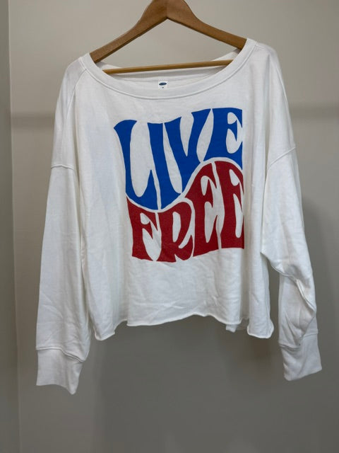 Old Navy XO Oversized Graphic Crop (Live Free) Sweatshirt SzXL