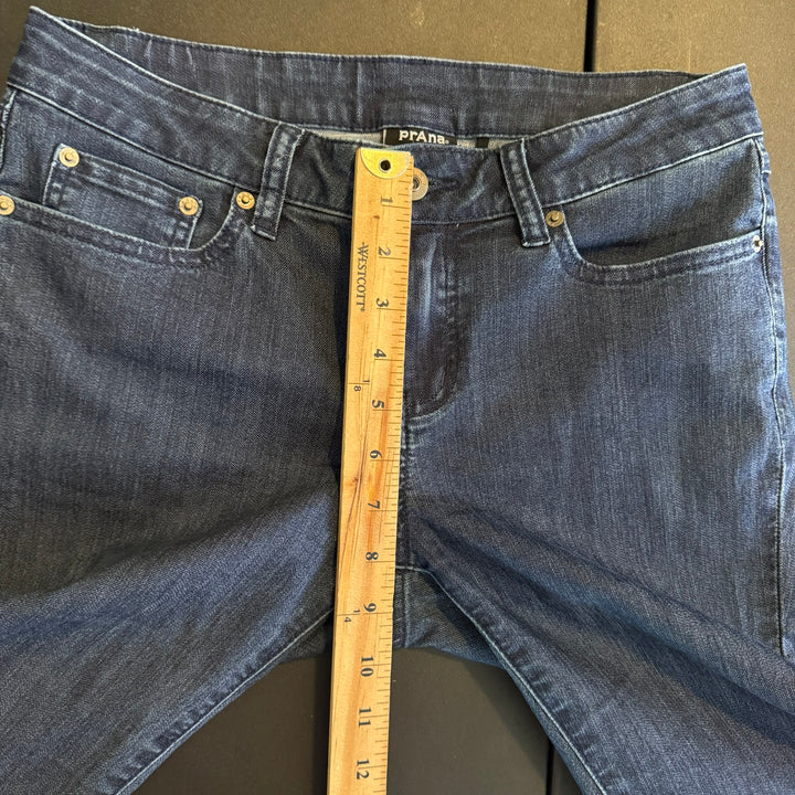 Prana Women's Dark Wash Mid-Rise Slim Straight Leg Jeans, Size 4S