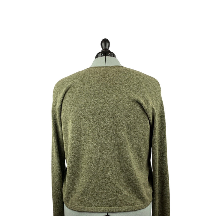 Womens Olive Green Two-Piece Sweater Set  Sleeveless Tank Top & Cardigan  Size M  Cozy Knit