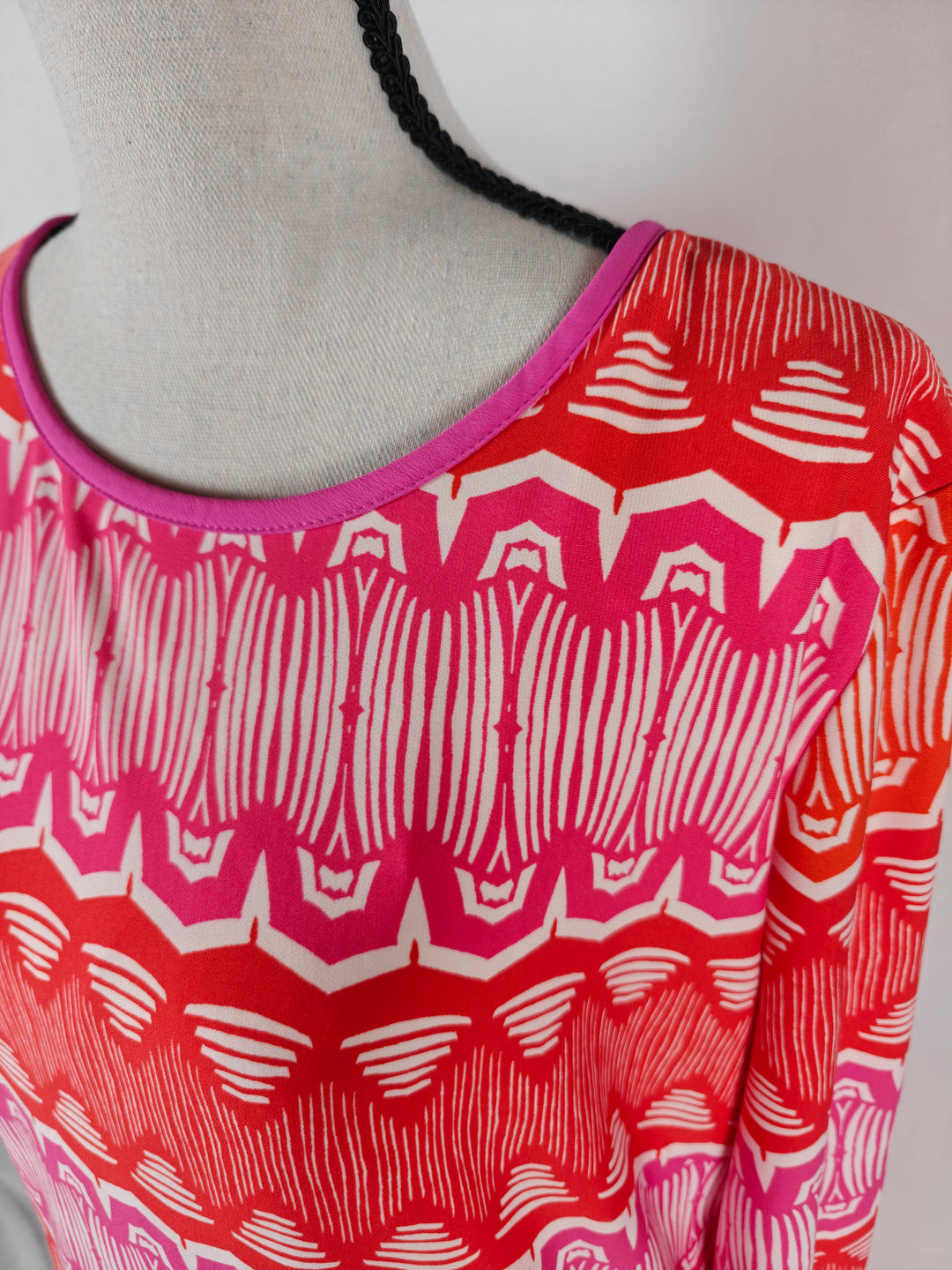 Women’s Eliza J Midi Dress Pink Orange Geometric Print Size 12