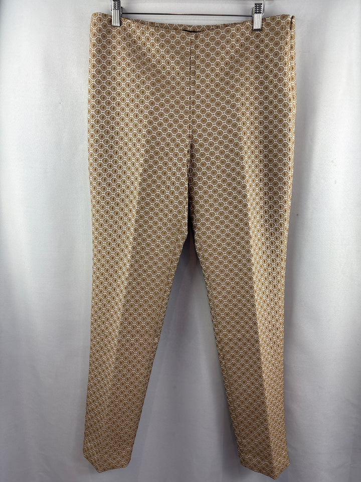 Women’s Paper White Size 10 Brown &amp; White Patterned Slacks
