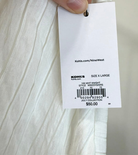 Nine West White Knight One‑Shoulder Fit &amp; Flare Mini Dress SzXL NWT