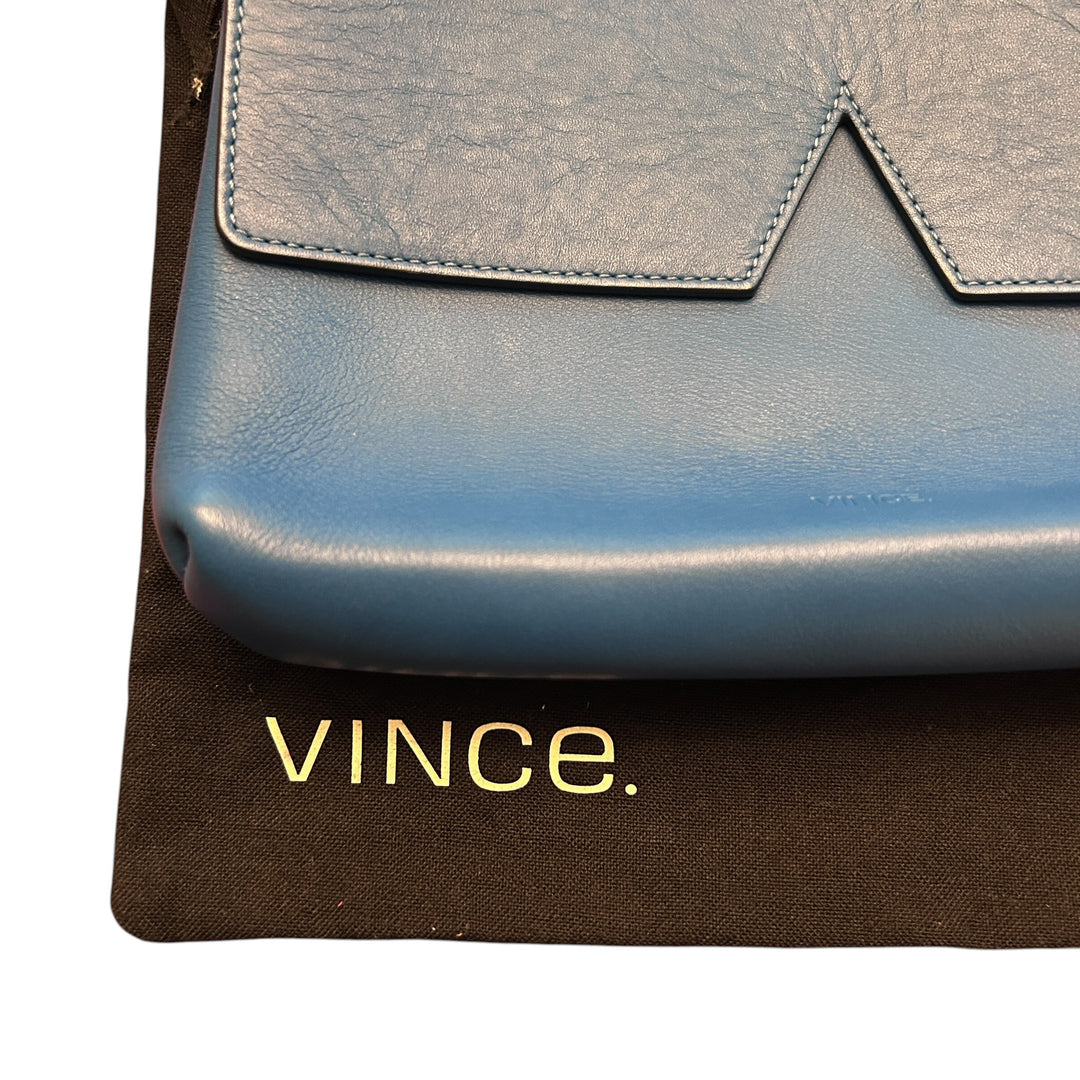 Vince Women's Blue Leather Signature Collection Crossbody Bag Chic Preppy Elegant