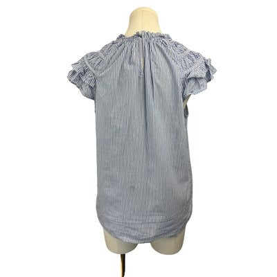 Striped Ruffle Sleeve Blouse