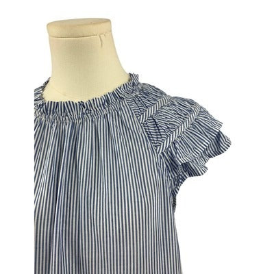 Striped Ruffle Sleeve Blouse