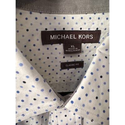 Men’s Michael Kors, short sleeve white/blue dotted XL button down