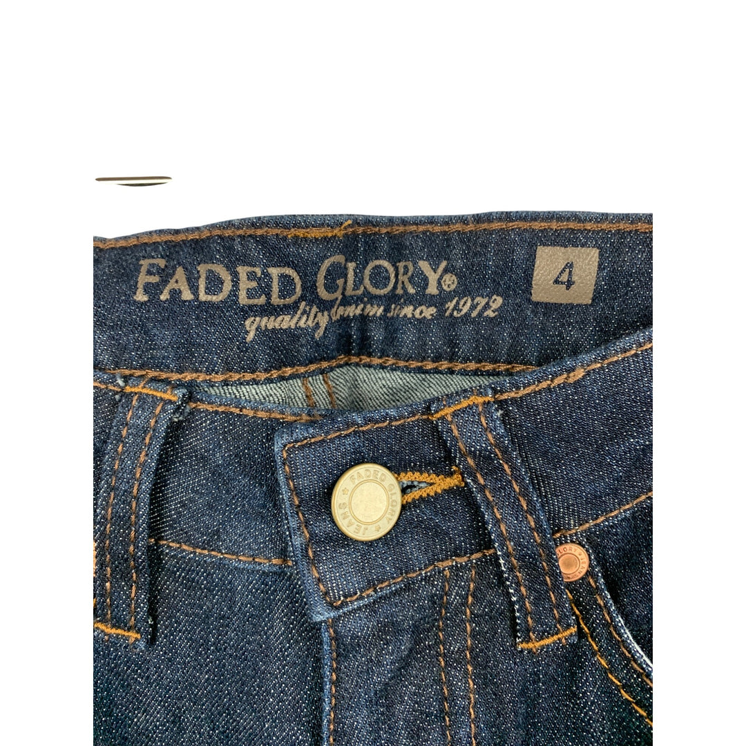 Faded Glory Womens Midrise Bootcut Jeans Size 4 Dark Blue Denim Slim Fit