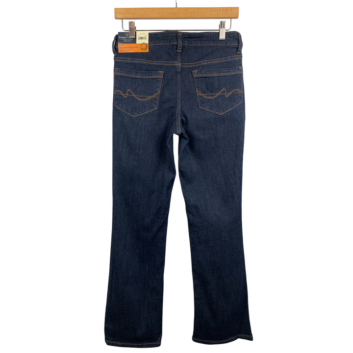 Faded Glory Womens Midrise Bootcut Jeans Size 4 Dark Blue Denim Slim Fit