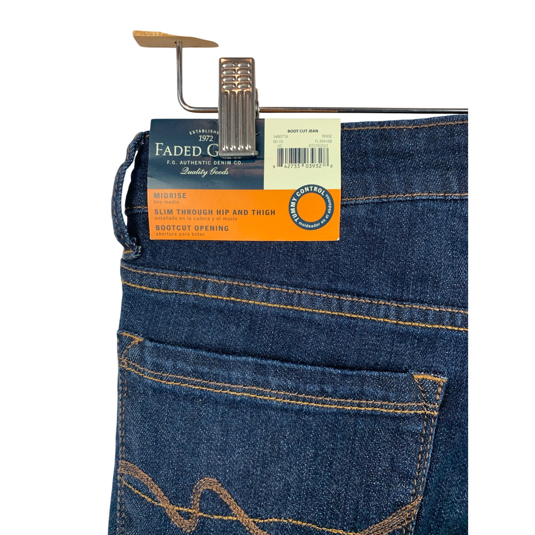 Faded Glory Womens Midrise Bootcut Jeans Size 4 Dark Blue Denim Slim Fit