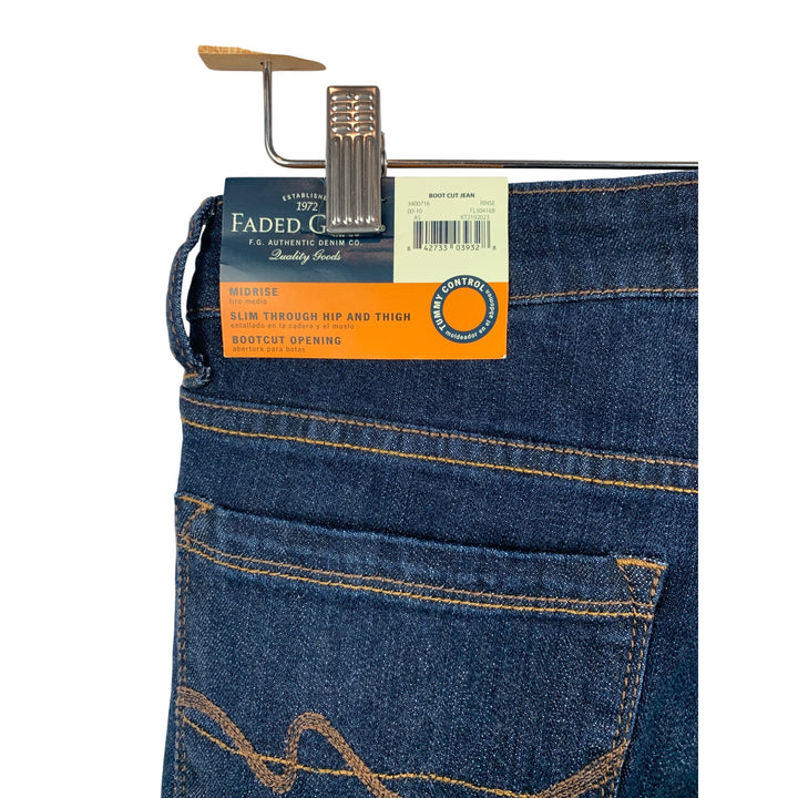 Faded Glory Womens Midrise Bootcut Jeans Size 4 Dark Blue Denim Slim Fit