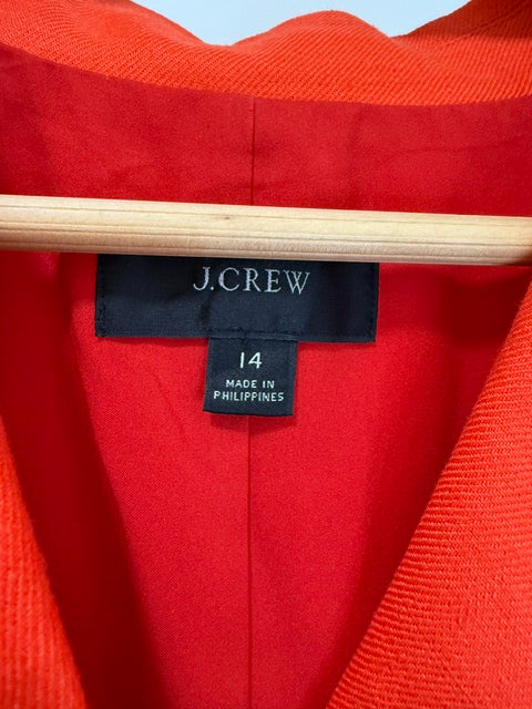 J.Crew Linen‑Blend Faux Wrap Orange Dress Sz14