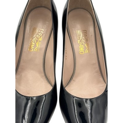 Women’s Ferragamo Shiny Black High Heels Sz 10 1/2B