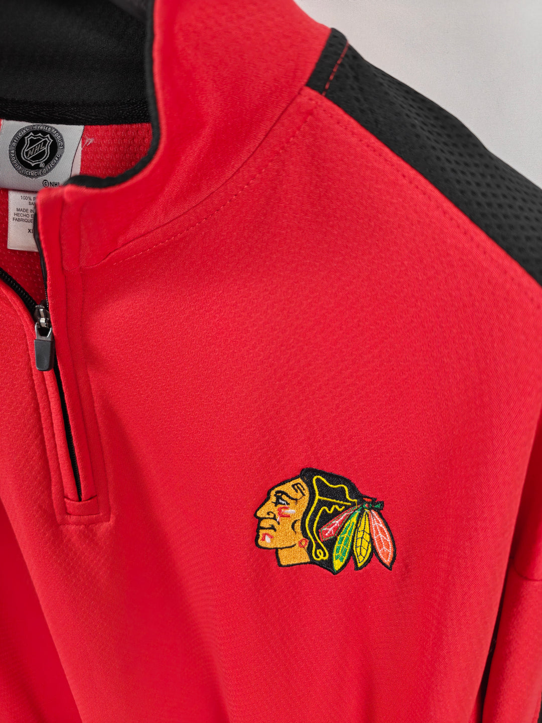 Men’s Chicago Blackhawks NHL Quarter Zip Pullover Red XL