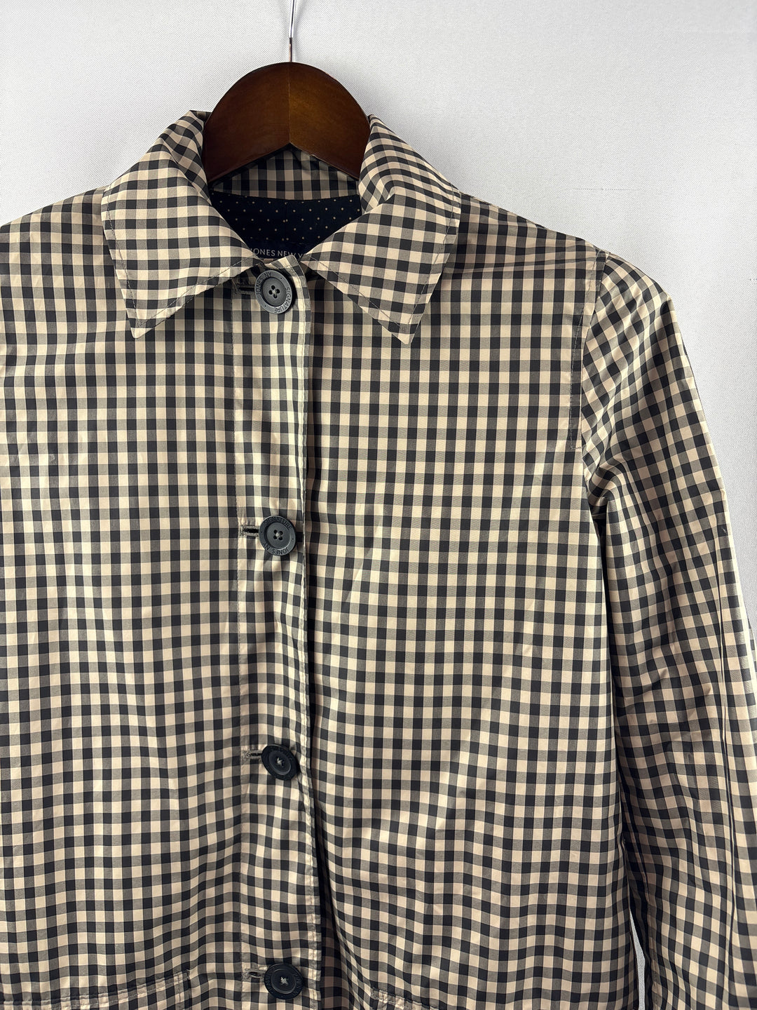 Women’s Jones New York Small Beige &amp; Black Gingham Jacket