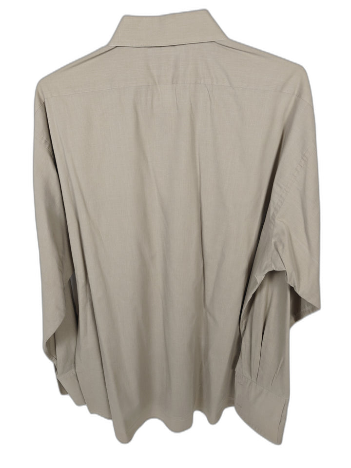 Stacy Adams Men's Tan Hidden Placket Dress Shirt 18.5 36/37 Cotton Blend Button Up