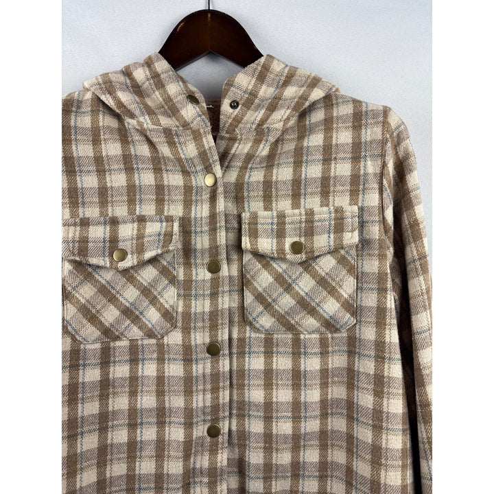 Women’s Asvivid Large Brown Plaid Fur Lined Hooded Jackets