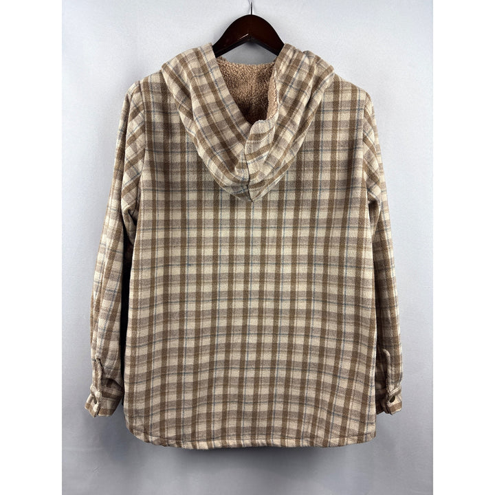 Women’s Asvivid Large Brown Plaid Fur Lined Hooded Jackets