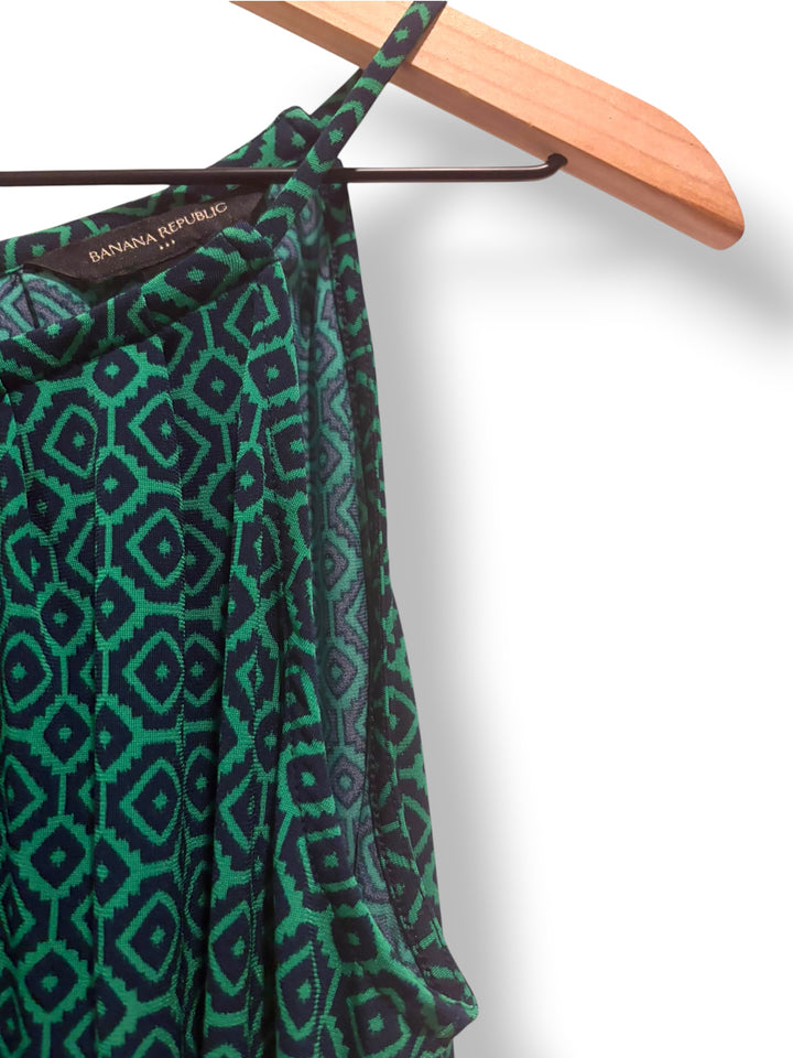Banana Republic Factory Green Black Geometric Print Petite Mini Dress SP NWT