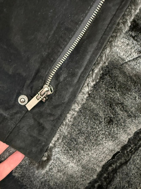Bachrach Black Suede Fur‑Lined Vintage Jacket SzL