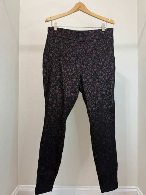 NY&amp;C Metallic Floral Pull On Ankle Pants NWT SzXL