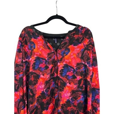 NYDJ Women’s Multicolor Long Sleeve Button-Up Blouse Size Large – Printed Top