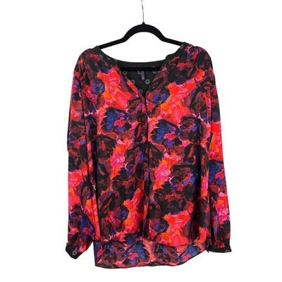 NYDJ Women’s Multicolor Long Sleeve Button-Up Blouse Size Large – Printed Top