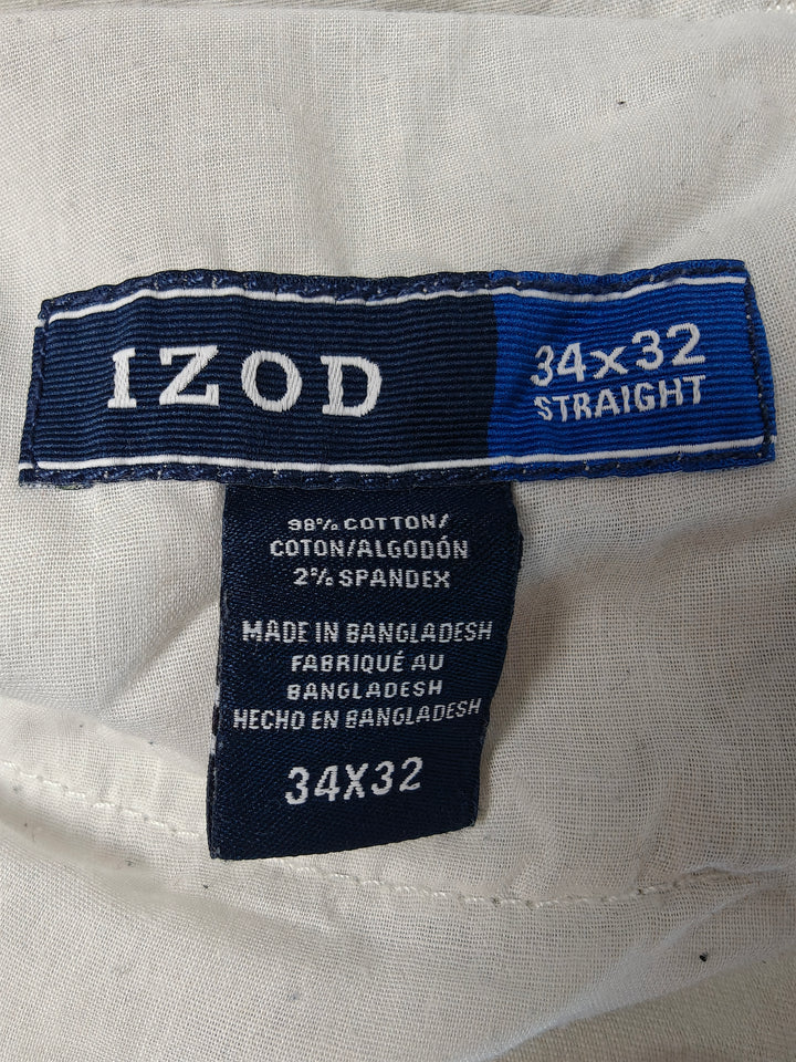 Mens IZOD Straight Pants Beige Size 34x32