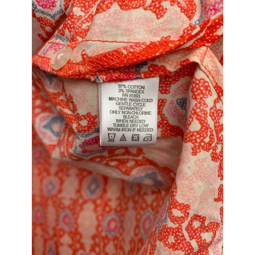 Liz Claiborne Sleeveless Button-Up Blouse Size 2 Red & White Pattern