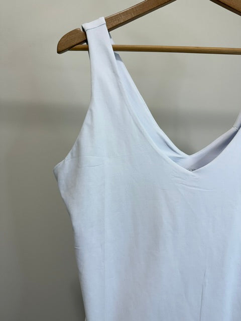 REORIA White Double Lined V Neck Bodysuit Smoothing Stretch XL NWT
