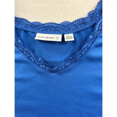 Women’s Susan Graver Blue Lace Tank Top Sz L