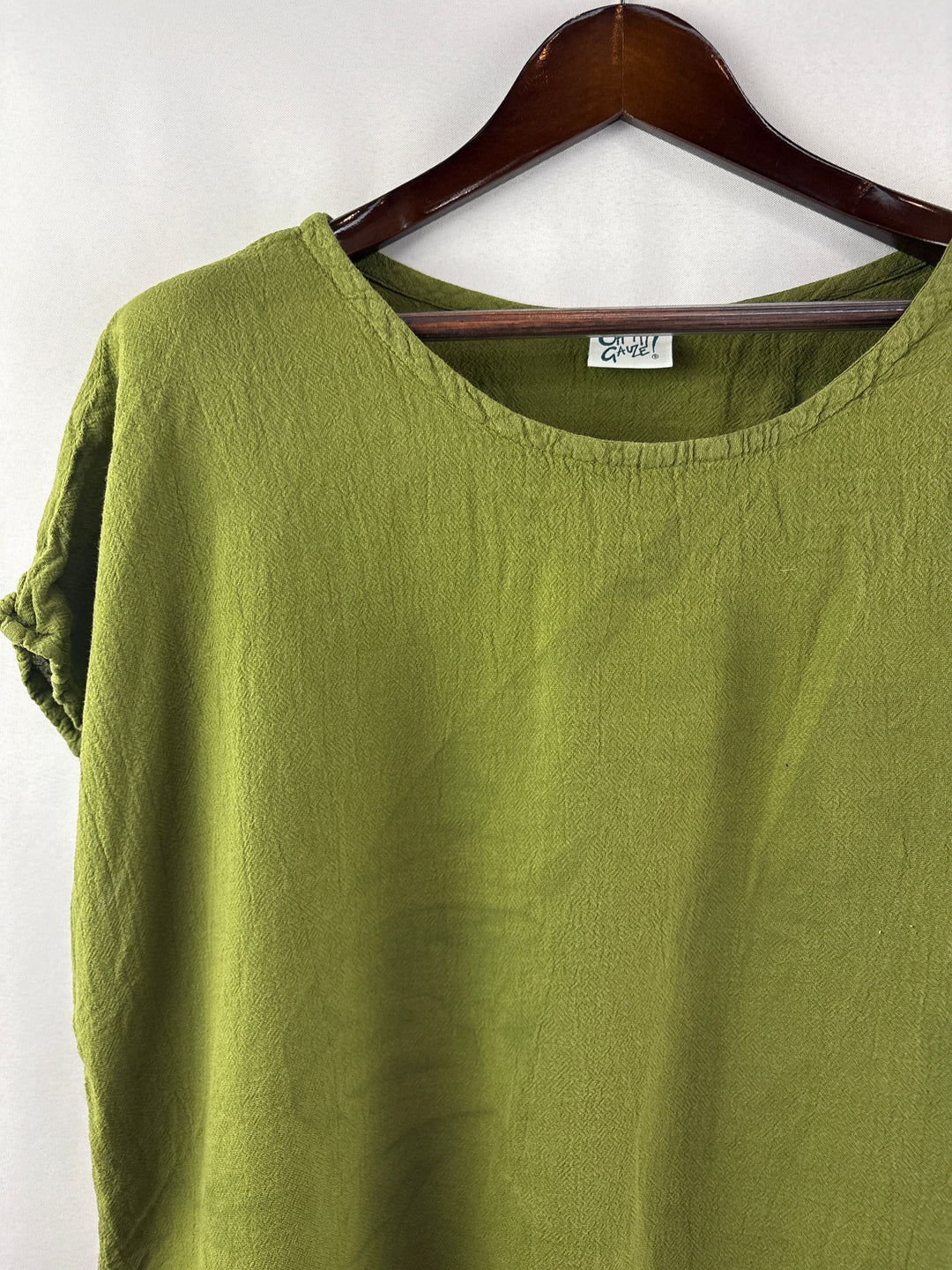 Women’s Oh My Gauze! XXL Olive Green Short Sleeve Blouse